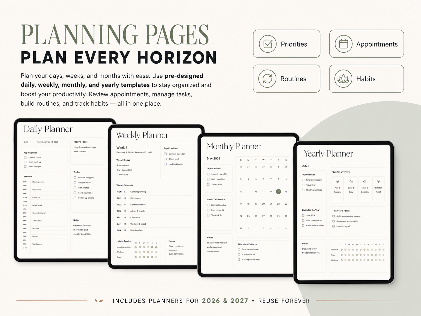 Built-in Planners + Bonuses